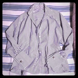Striped button down collar shirt